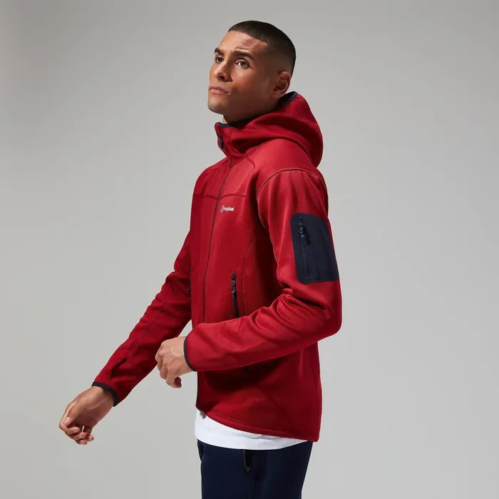 Fleece Men Berghaus Pravitale MTN 20 Hooded Jacket 8211 Dark RedRed