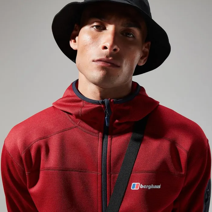 Fleece Men Berghaus Pravitale MTN 20 Hooded Jacket 8211 Dark RedRed