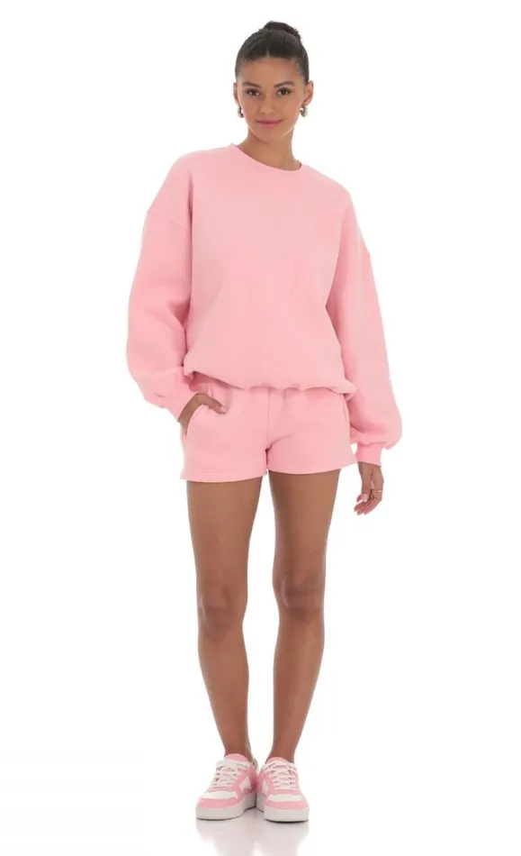 Fleece Sweat Shorts Blush Women LUCY IN THE SKY Loungewear Fleece Sweat Shorts Blush Women LUCY IN THE SKY Loungewear