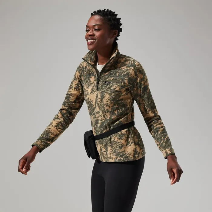 Fleece Women Berghaus Navala Half Zip Fleece 8211 GreenDark Green