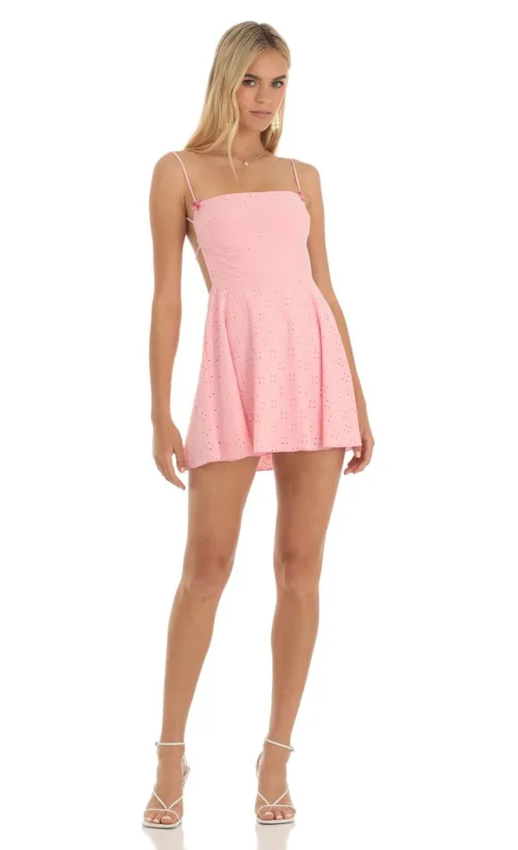 Floral A Line Dress Pink Women LUCY IN THE SKY Mini Dresses