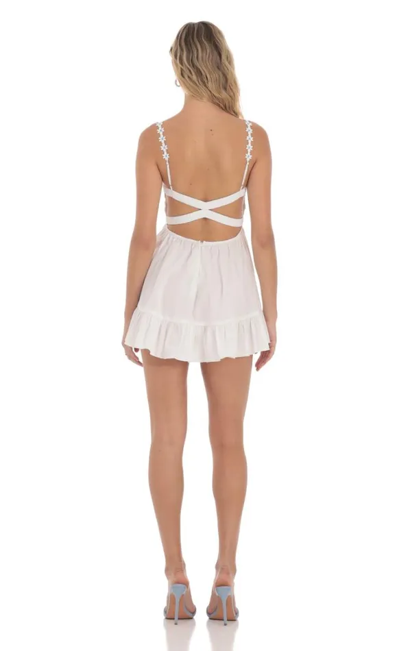 Floral Embroidered Aline Dress White Women LUCY IN THE SKY Mini Dresses Floral Embroidered Aline Dress White Women LUCY IN THE SKY Mini Dresses