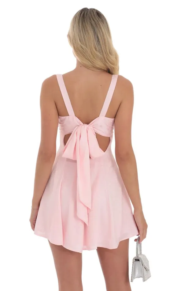 Floral Jacquard ALine Dress Pink Women LUCY IN THE SKY Mini Dresses
