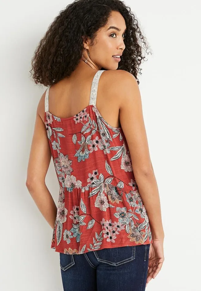 Floral Lace Bib Tank Top Women Maurices Tops