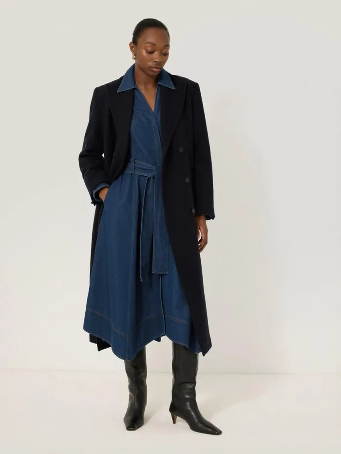 Fluid Denim Belted Shirt Dress Indigo Women Jigsaw Dresses and Jumpsuits