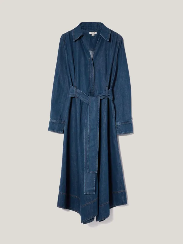Fluid Denim Belted Shirt Dress Indigo Women Jigsaw Dresses and Jumpsuits