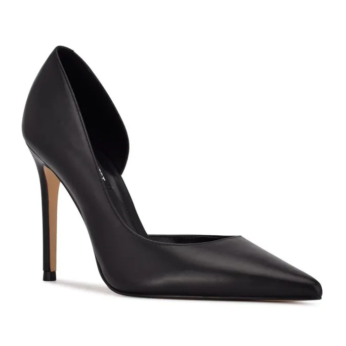 Folowe D039Orsay Pointy Toe Pumps Black Leather Women Nine West Heels Folowe D039Orsay Pointy Toe Pumps Black Leather Women Nine West Heels