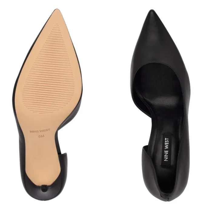 Folowe D039Orsay Pointy Toe Pumps Black Leather Women Nine West Heels Folowe D039Orsay Pointy Toe Pumps Black Leather Women Nine West Heels