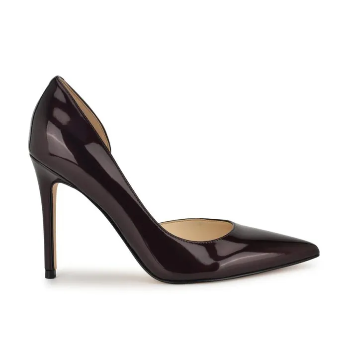 Folowe D039Orsay Pointy Toe Pumps Dark Red Patent Women Nine West Heels