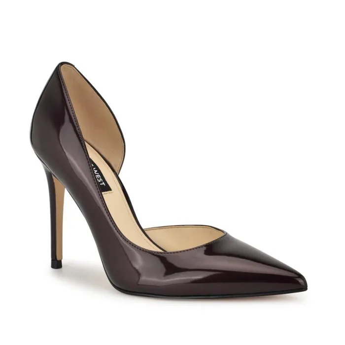 Folowe D039Orsay Pointy Toe Pumps Dark Red Patent Women Nine West Heels Folowe D039Orsay Pointy Toe Pumps Dark Red Patent Women Nine West Heels