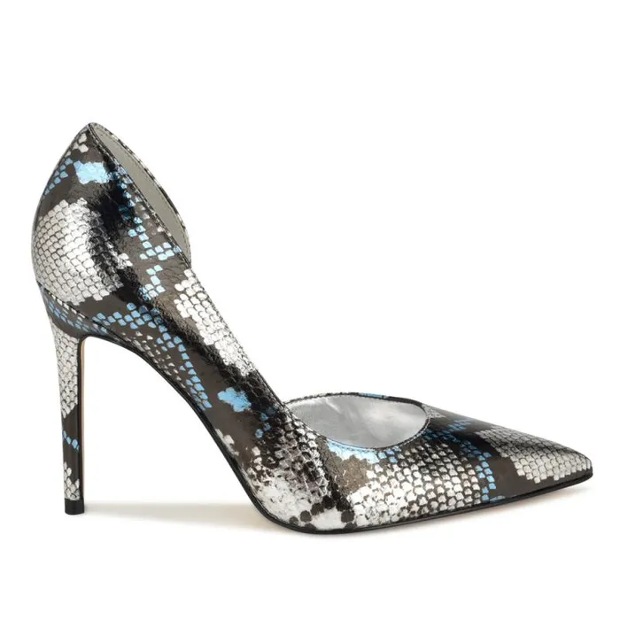Folowe D039Orsay Pointy Toe Pumps Silverblue Snake Women Nine West Heels