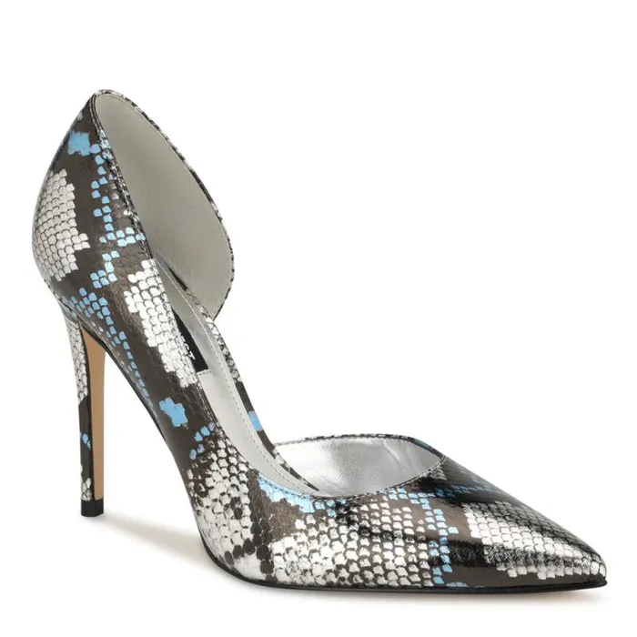 Folowe D039Orsay Pointy Toe Pumps Silverblue Snake Women Nine West Heels Folowe D039Orsay Pointy Toe Pumps Silverblue Snake Women Nine West Heels