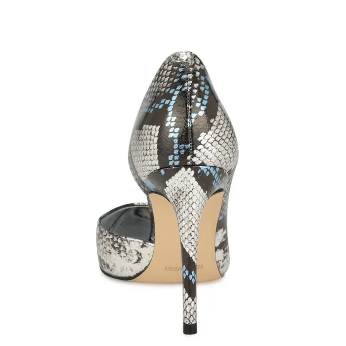 Folowe D039Orsay Pointy Toe Pumps Silverblue Snake Women Nine West Heels Folowe D039Orsay Pointy Toe Pumps Silverblue Snake Women Nine West Heels
