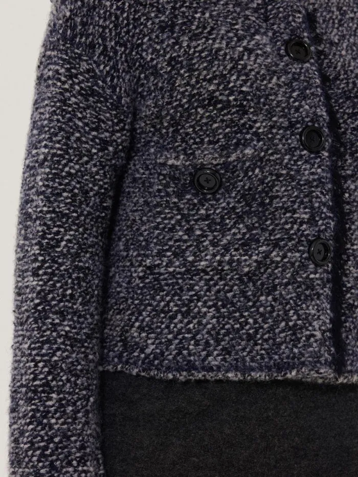 French Tweed CardiJacket Navy Women Jigsaw Knitwear and Cashmere