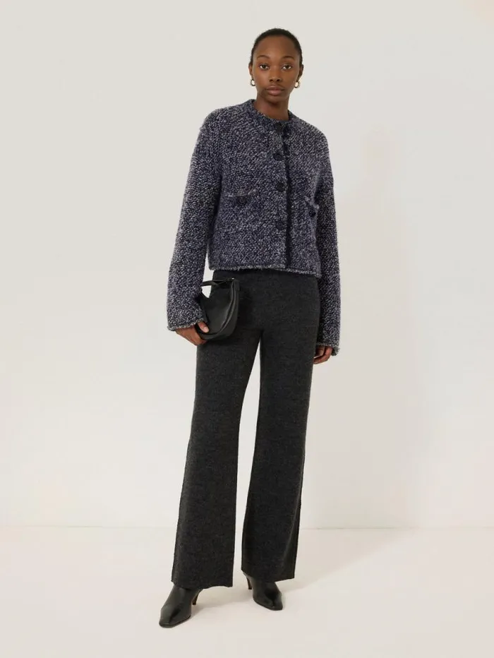 French Tweed CardiJacket Navy Women Jigsaw Knitwear and Cashmere