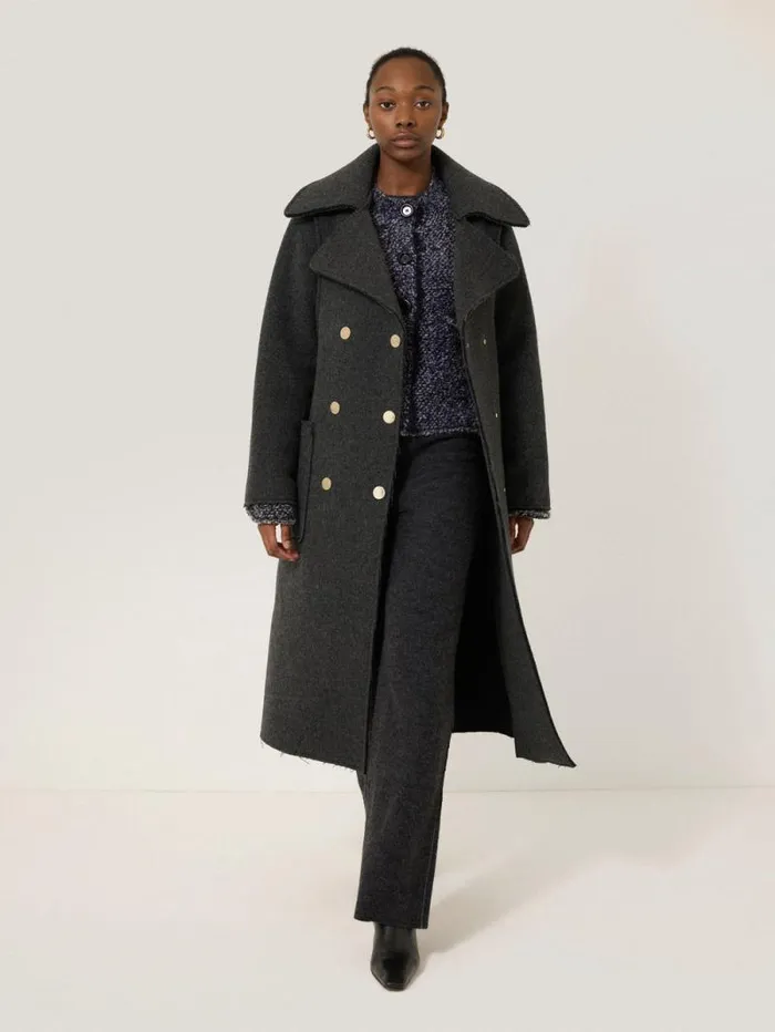 French Tweed CardiJacket Navy Women Jigsaw Knitwear and Cashmere