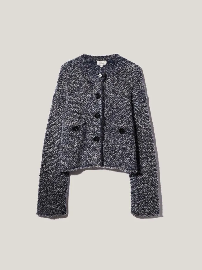French Tweed CardiJacket Navy Women Jigsaw Knitwear and Cashmere