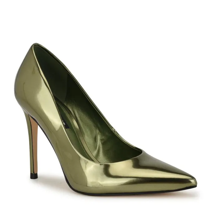 Fresh Pointy Toe Pumps Green Mirror Patent Women Nine West Heels Fresh Pointy Toe Pumps Green Mirror Patent Women Nine West Heels