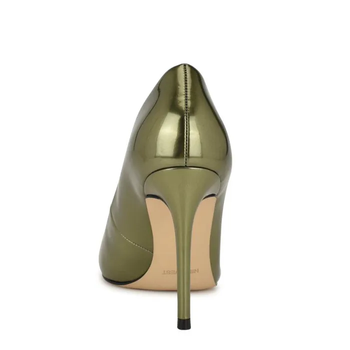 Fresh Pointy Toe Pumps Green Mirror Patent Women Nine West Heels Fresh Pointy Toe Pumps Green Mirror Patent Women Nine West Heels