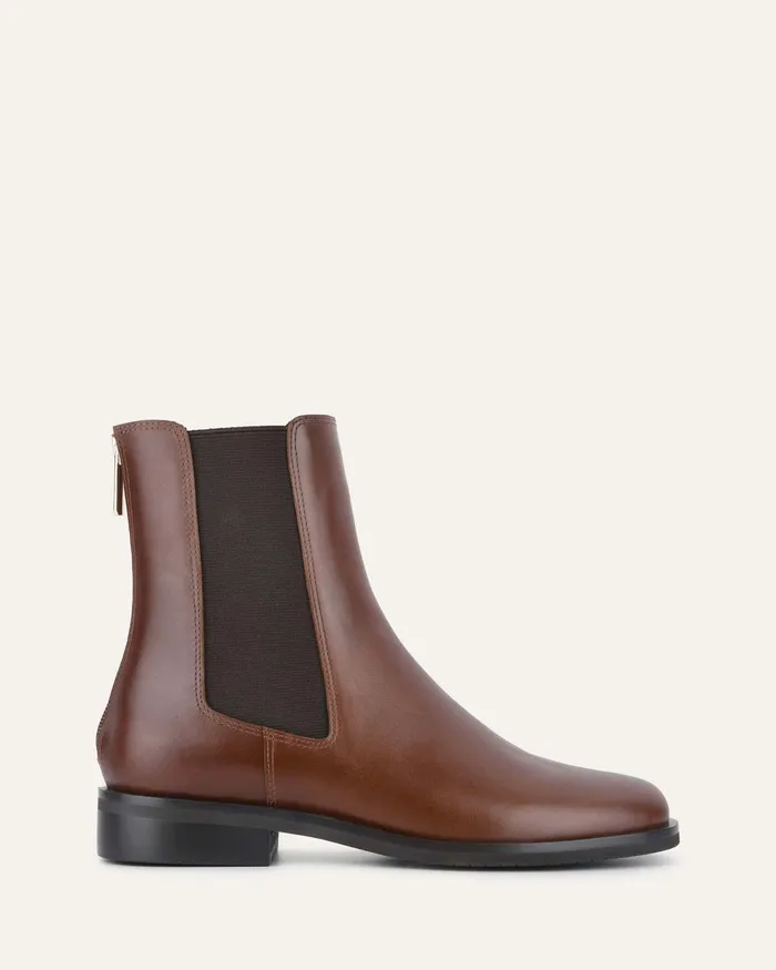 Gabe flat ankle boot dark chocolate leather Women ANKLE BOOTS jomercer