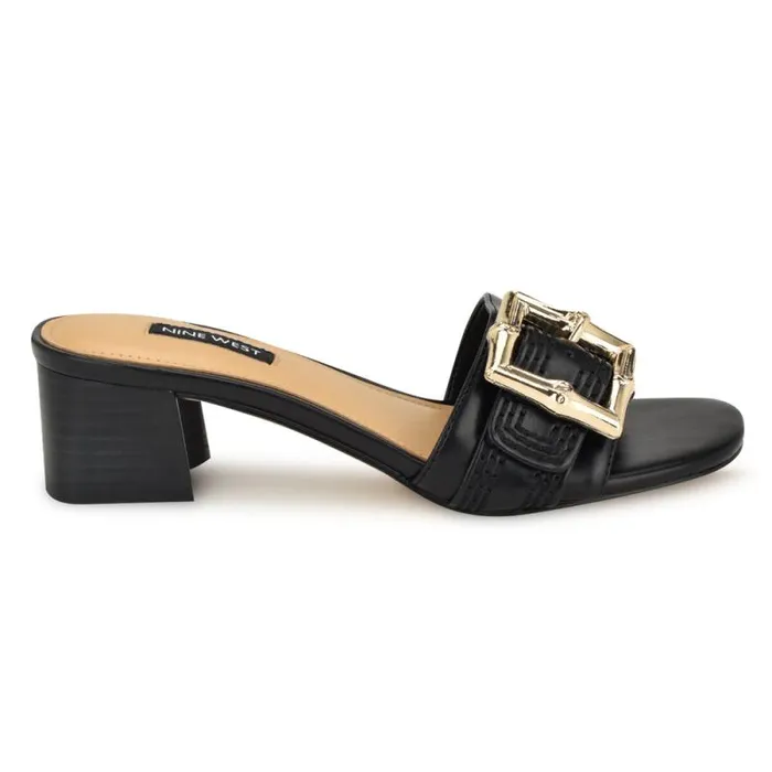 Garta Buckle Slide Sandals Black Women Nine West Sandals