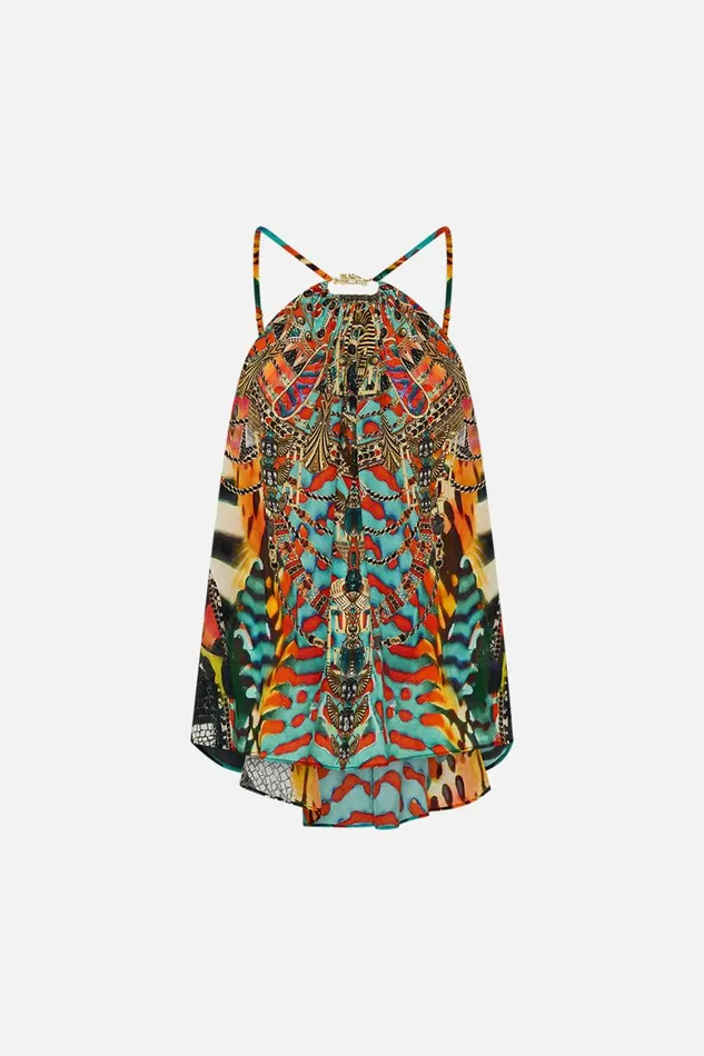 GATHER NECK HARDWARE TOP DESERT VISIONS Desert Visions Womens Camilla Cami Tops