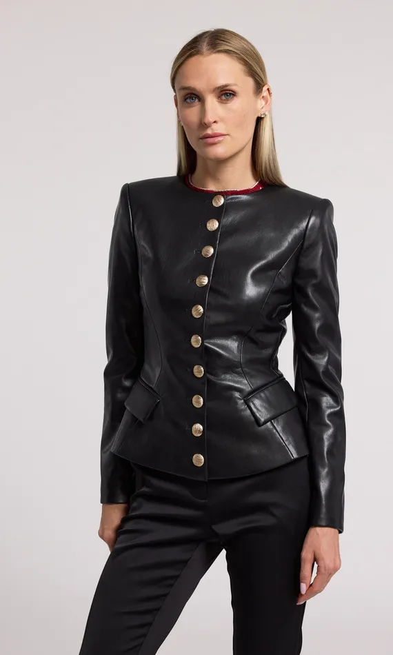 Generation Love Clothing Blazers and Jackets Ophelia Vegan Leather Blazer Black 8211 Women