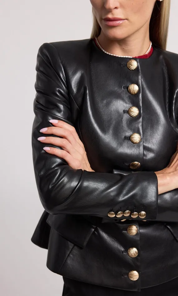 Generation Love Clothing Blazers and Jackets Ophelia Vegan Leather Blazer Black 8211 Women