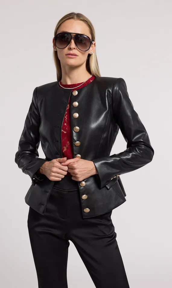 Generation Love Clothing Blazers and Jackets Ophelia Vegan Leather Blazer Black 8211 Women
