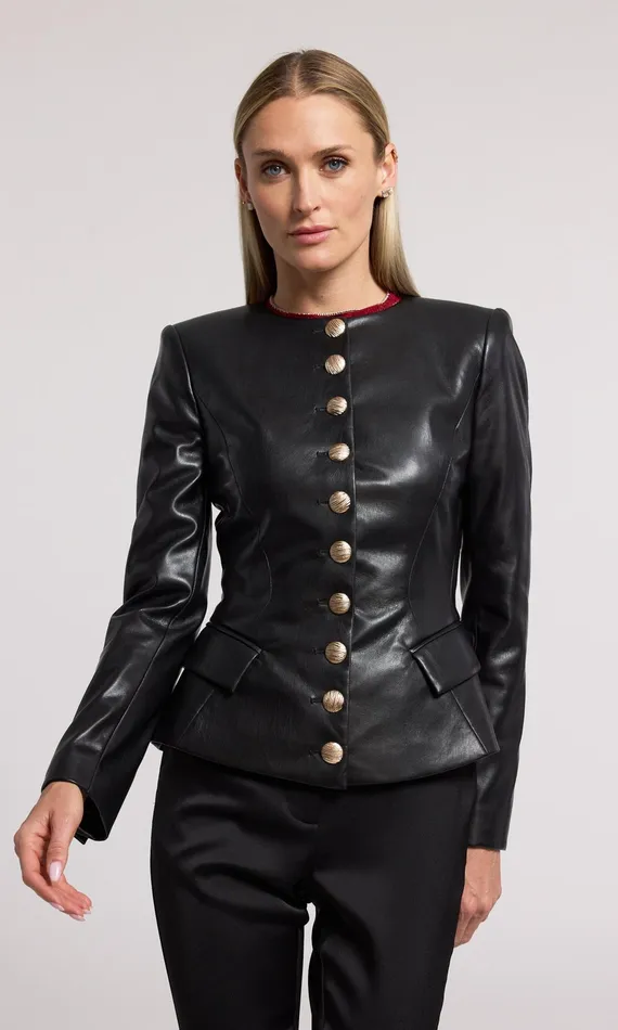 Generation Love Clothing Blazers and Jackets Ophelia Vegan Leather Blazer Black 8211 Women