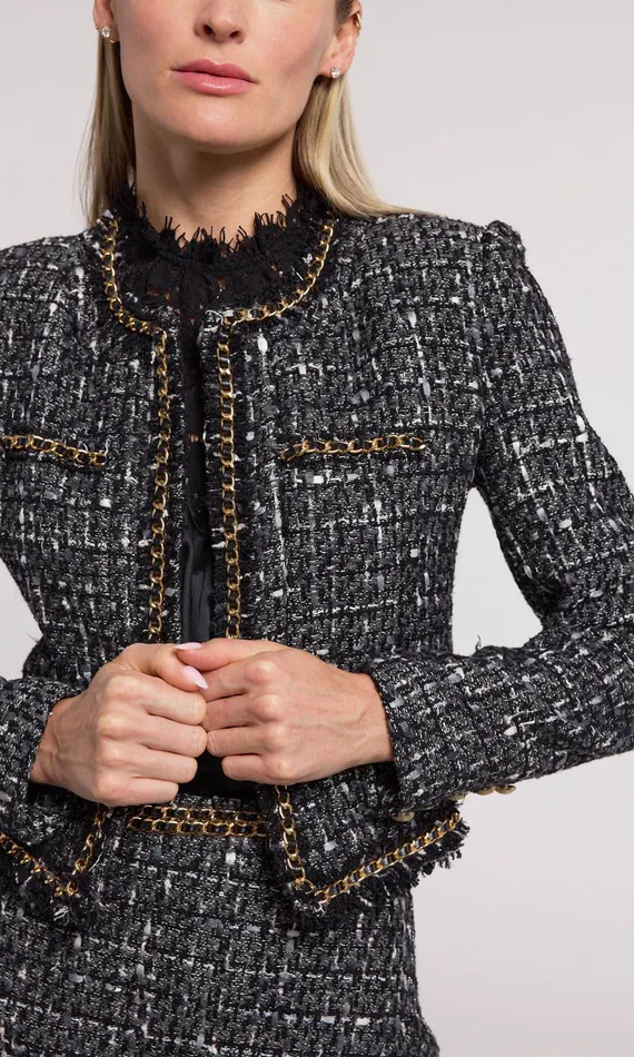 Generation Love Clothing Blazers and Jackets Serena Chain Tweed Blazer Grey Multi 8211 Women