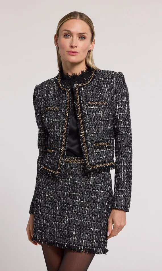 Generation Love Clothing Blazers and Jackets Serena Chain Tweed Blazer Grey Multi 8211 Women