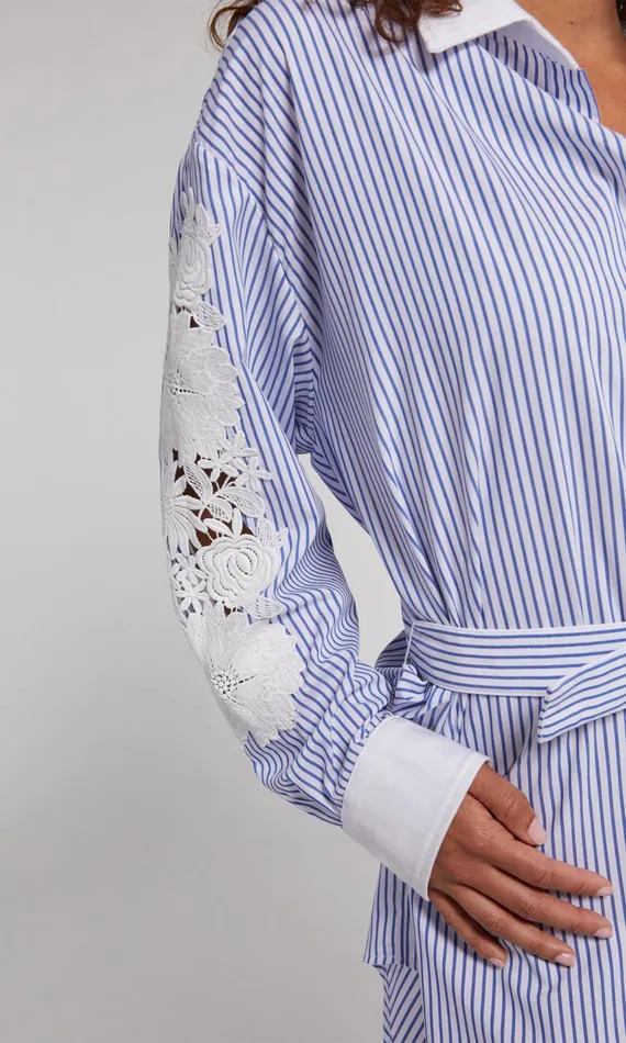 Generation Love Clothing Dresses Mabel Lace Combo Pinstripe Dress Bluewhite 8211 Women