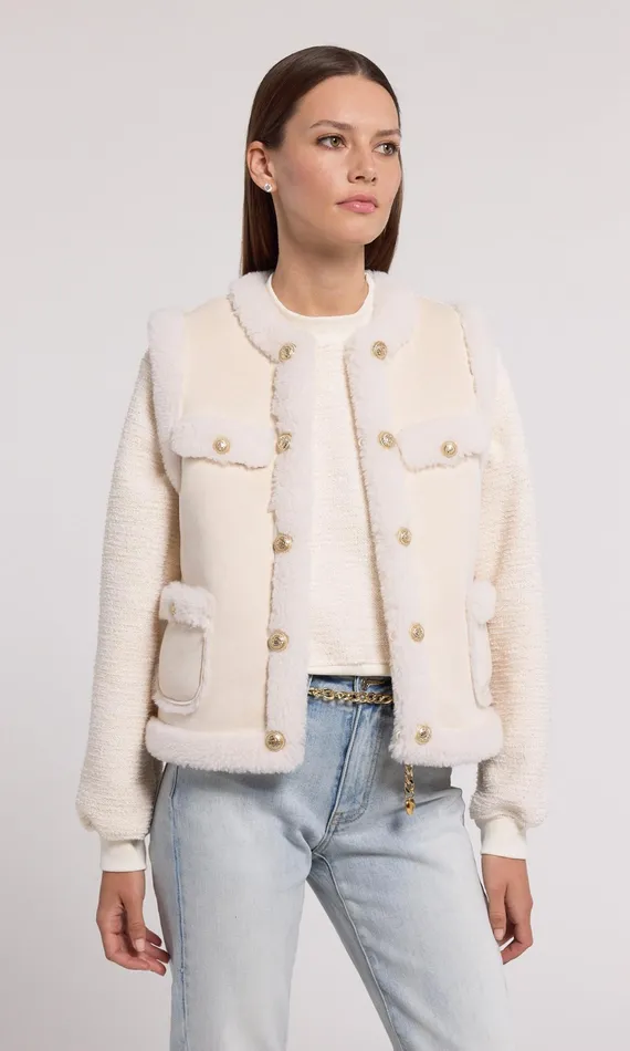 Generation Love Clothing Outerwear Chad Vegan Suede Shearling Vest Snowwhite 8211 Women