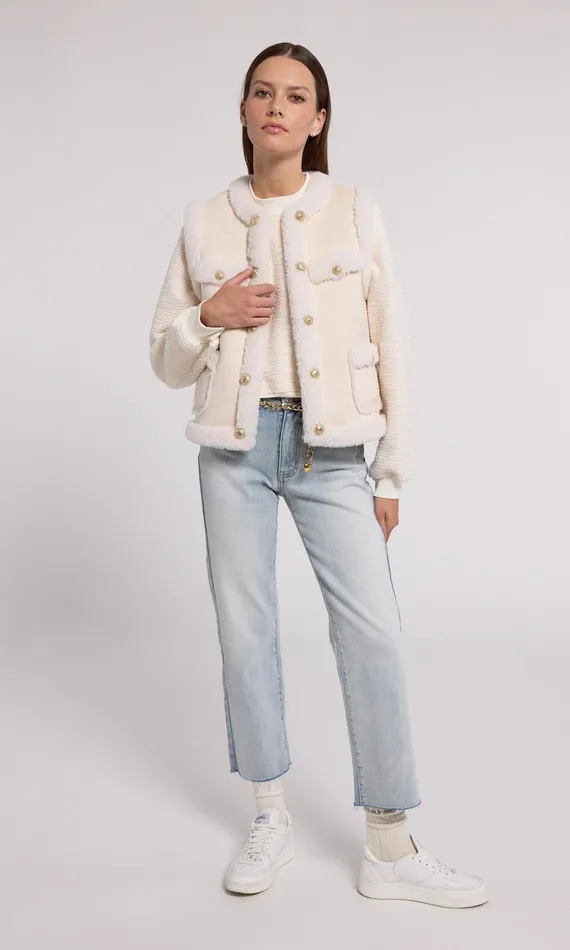 Generation Love Clothing Outerwear Chad Vegan Suede Shearling Vest Snowwhite 8211 Women