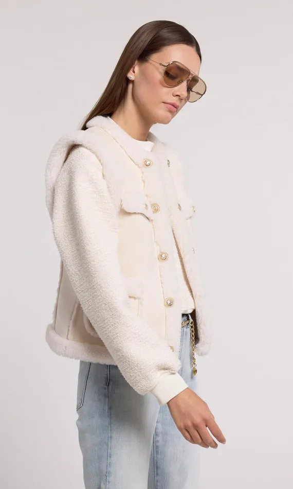 Generation Love Clothing Outerwear Chad Vegan Suede Shearling Vest Snowwhite 8211 Women