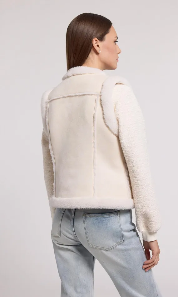 Generation Love Clothing Outerwear Chad Vegan Suede Shearling Vest Snowwhite 8211 Women