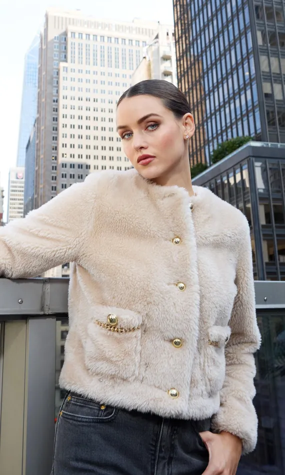 Generation Love Clothing Outerwear Jen Faux Lamb Fur Jacket Truffle 8211 Women