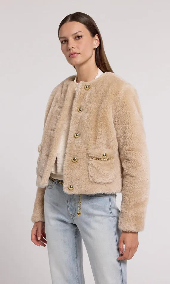 Generation Love Clothing Outerwear Jen Faux Lamb Fur Jacket Truffle 8211 Women