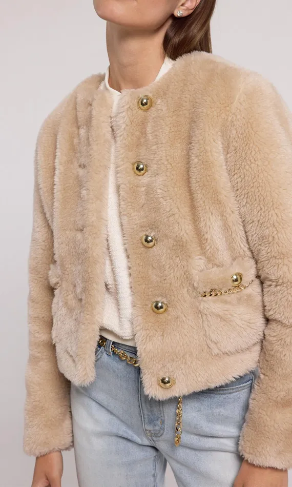 Generation Love Clothing Outerwear Jen Faux Lamb Fur Jacket Truffle 8211 Women