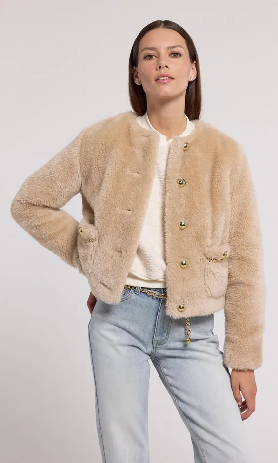 Generation Love Clothing Outerwear Jen Faux Lamb Fur Jacket Truffle 8211 Women