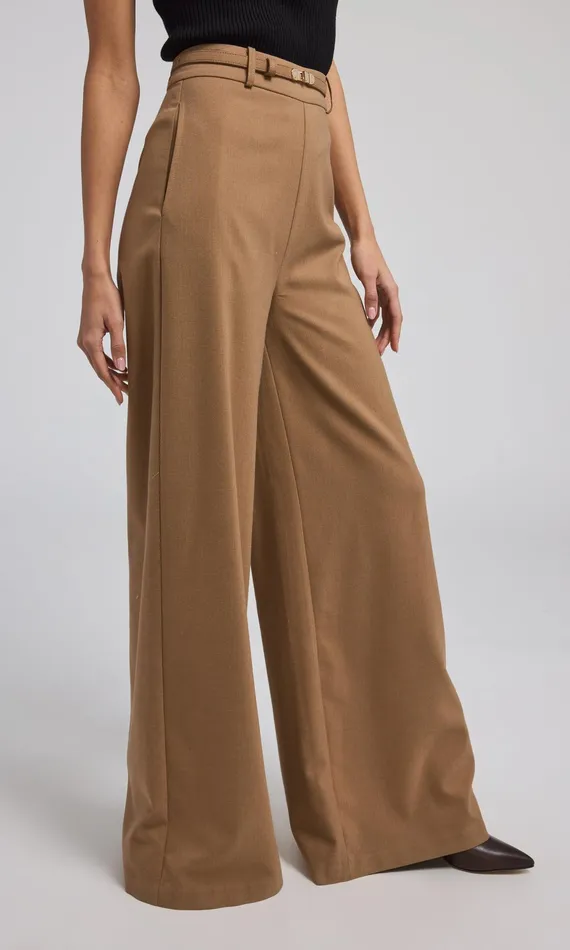 Generation Love Clothing Pants JOHANNA SUITING TURNLOCK BELTED PANTS Camel 8211 Women