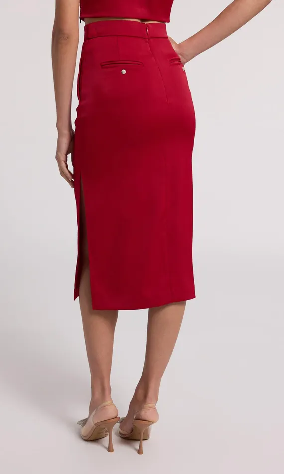 Generation Love Clothing Skirts Kori Crystal Embellished Satin Skirt Rubyclear 8211 Women