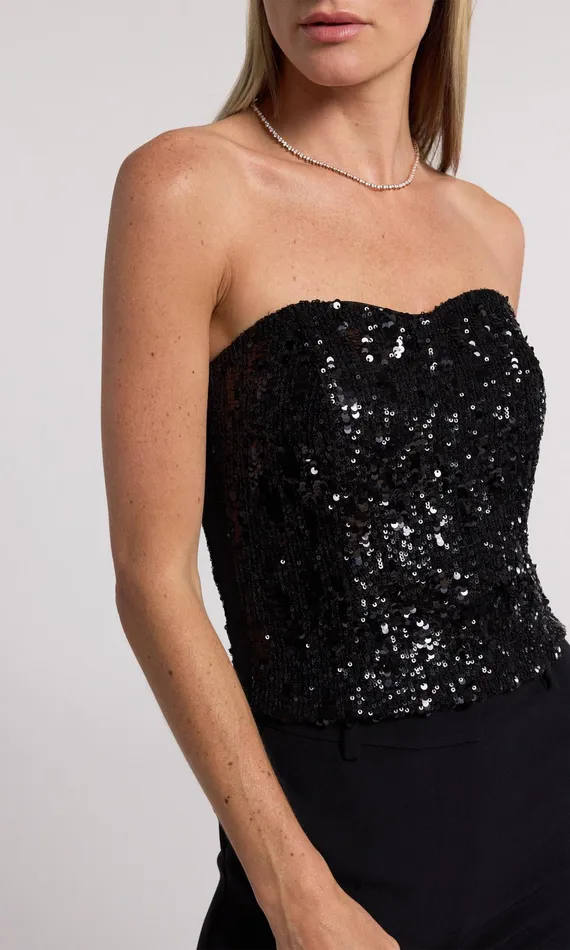 Generation Love Clothing Tops Ettie Sequin Bustier Black 8211 Women Generation Love Clothing Tops Ettie Sequin Bustier Black 8211 Women