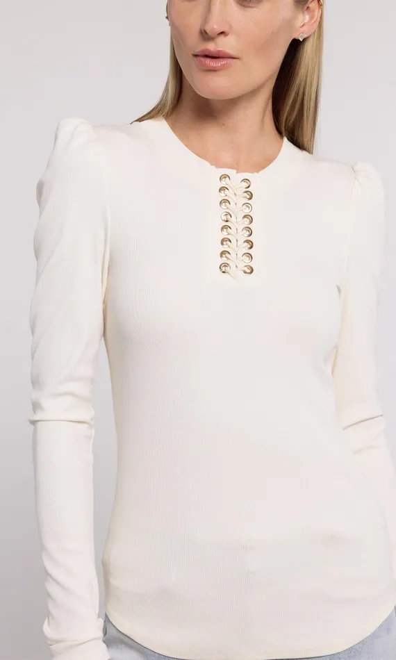 Generation Love Clothing Tops Khara LaceUp Top Ivory 8211 Women