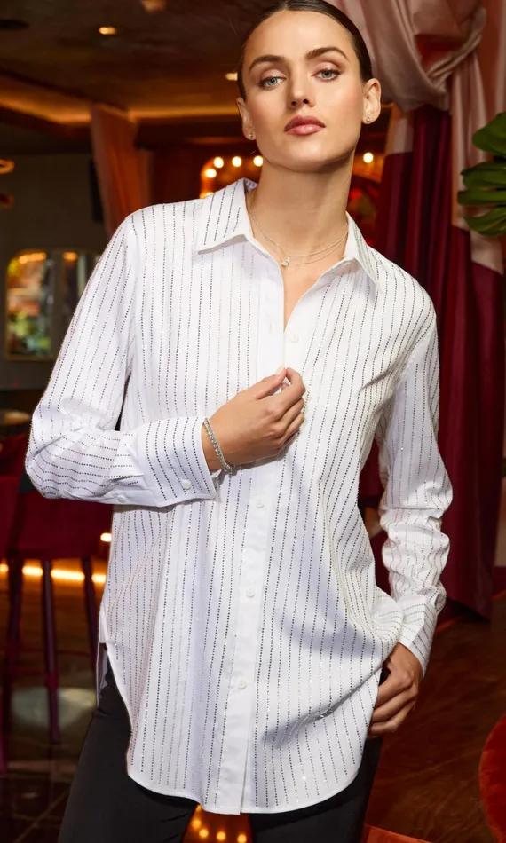 Generation Love Clothing Tops Marc Crystal Poplin Shirt Whiteclear 8211 Women