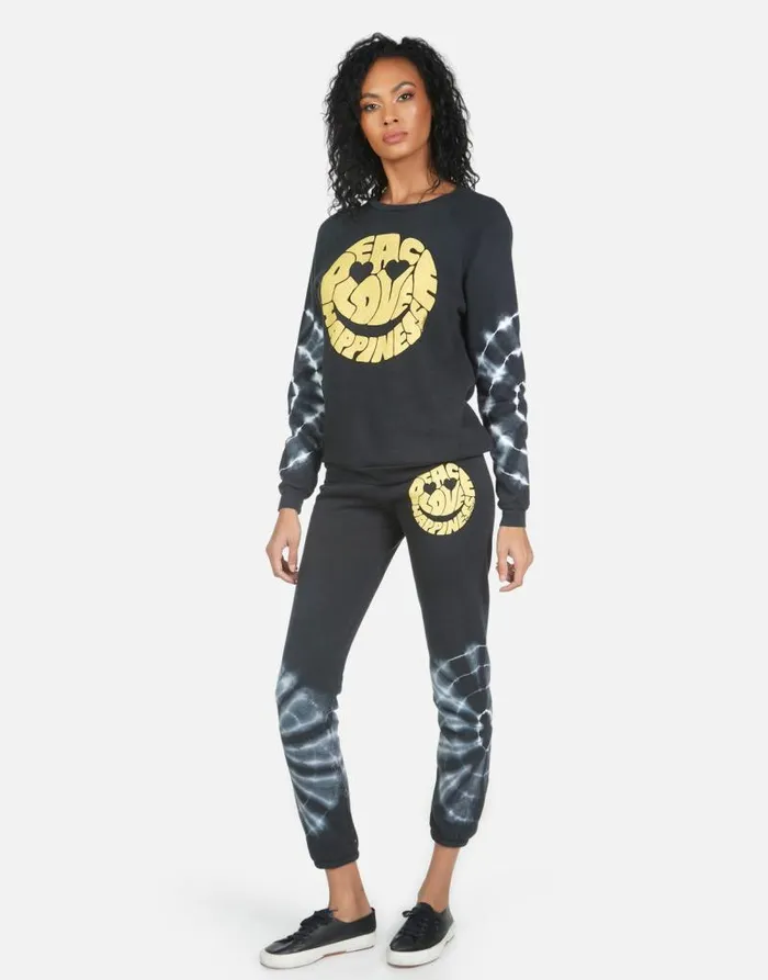 Gia Text Happy Face Lunar Eclipse Women Lauren Moshi Long Sweatpants