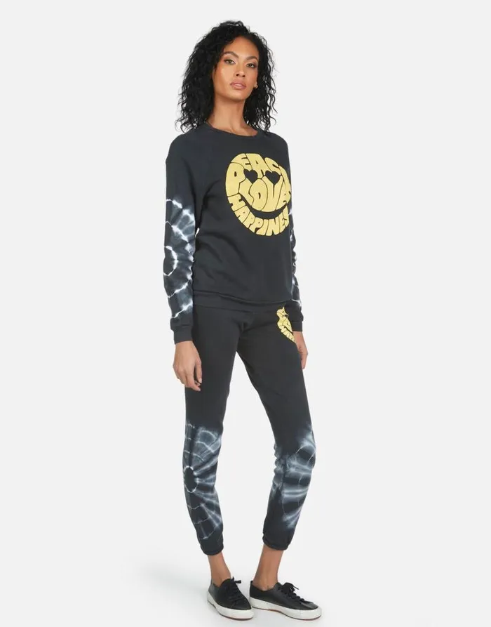 Gia Text Happy Face Lunar Eclipse Women Lauren Moshi Long Sweatpants