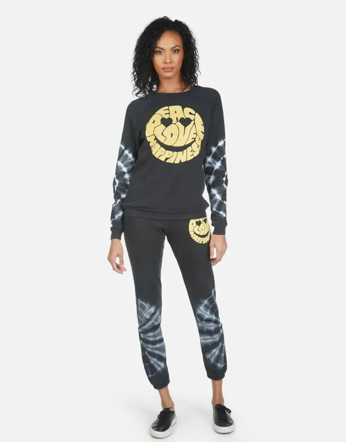 Gia Text Happy Face Lunar Eclipse Women Lauren Moshi Long Sweatpants