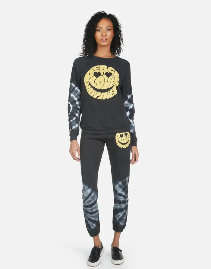 Gia Text Happy Face Lunar Eclipse Women Lauren Moshi Long Sweatpants